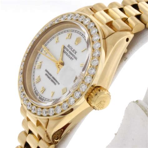 rolex lady datejust 26mm gold|ladies rolex with diamond bezel.